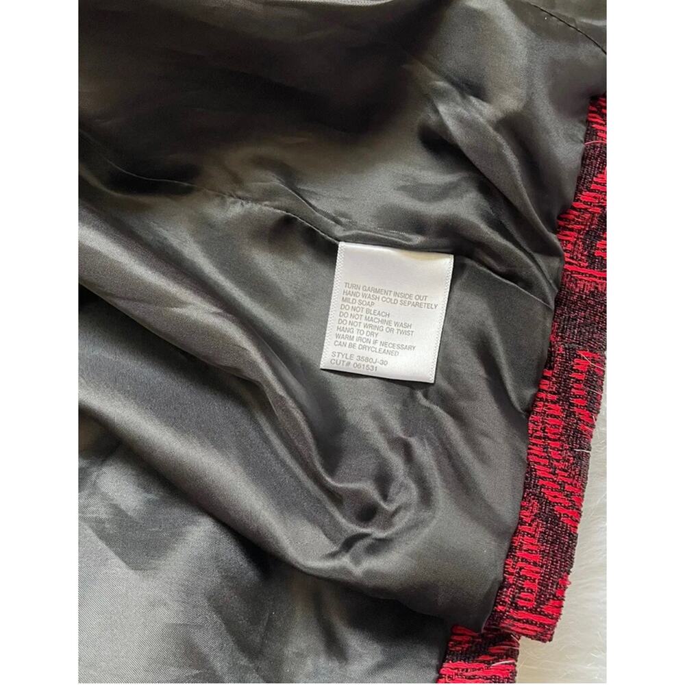 City Girl Nancy Bolen Blazer Jacket Red Black Embroidered Button Size Small -EUC - Picture 9 of 12